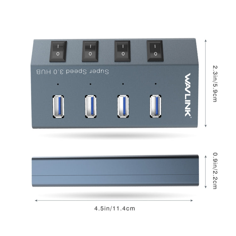 WAVLINK WL-UH3049 USB 3.0 4-Ports Desktop Fast Charger Station with Independent Switch(UK Plug) - USB 3.0 HUB by WAVLINK | Online Shopping UK | buy2fix