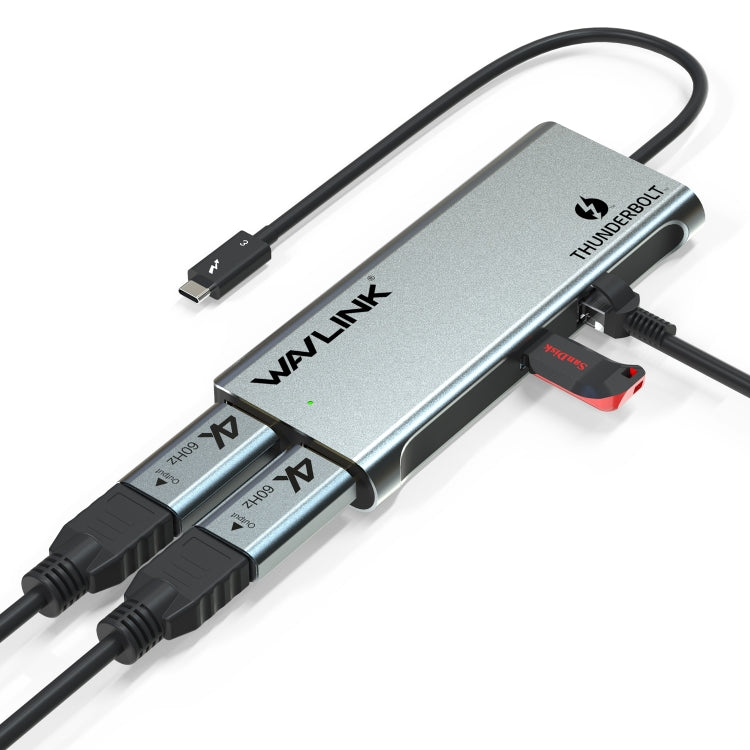 WAVLINK WL-UTD05H Thunderbolt 3 Dual 4K Mini Docking Station Converter With 2 DP to HD Adapters - Converter by WAVLINK | Online Shopping UK | buy2fix