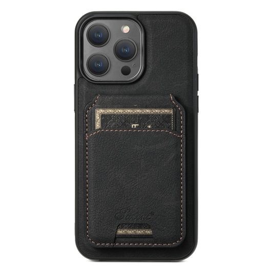 For iPhone 12 Pro Max Suteni H17 Litchi Texture Leather MagSafe Detachable Wallet Phone Case(Black) - iPhone 12 Pro Max Cases by Suteni | Online Shopping UK | buy2fix
