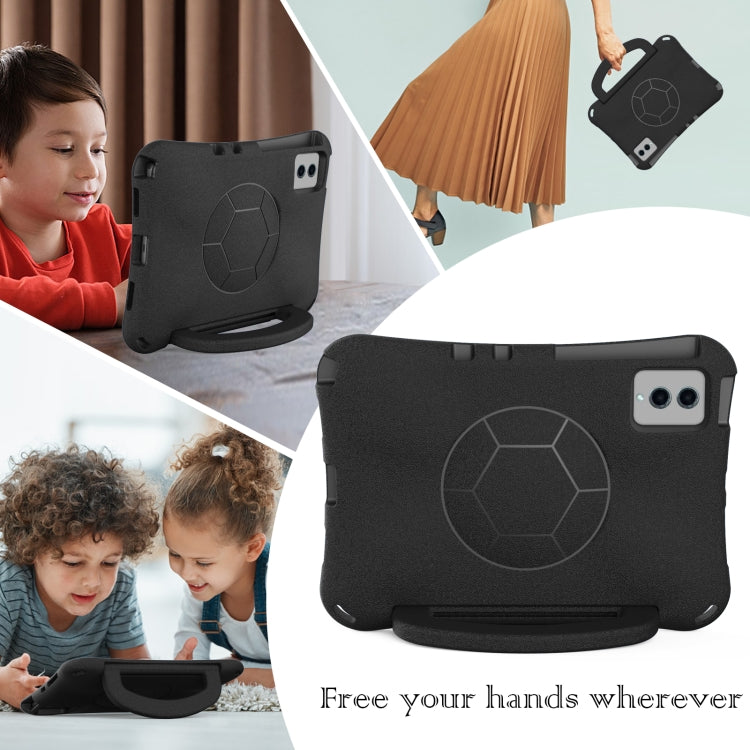 For Samsung Galaxy Tab S9 FE 11 X510 2023 Handle Football Shaped EVA Shockproof Tablet Case(Black) - Galaxy Tab S9 FE by buy2fix | Online Shopping UK | buy2fix