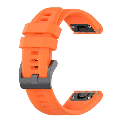 For Garmin Quatix 7 Pro Solid Color Black Buckle Silicone Quick Release Watch Band(Orange) - Watch Bands by buy2fix | Online Shopping UK | buy2fix