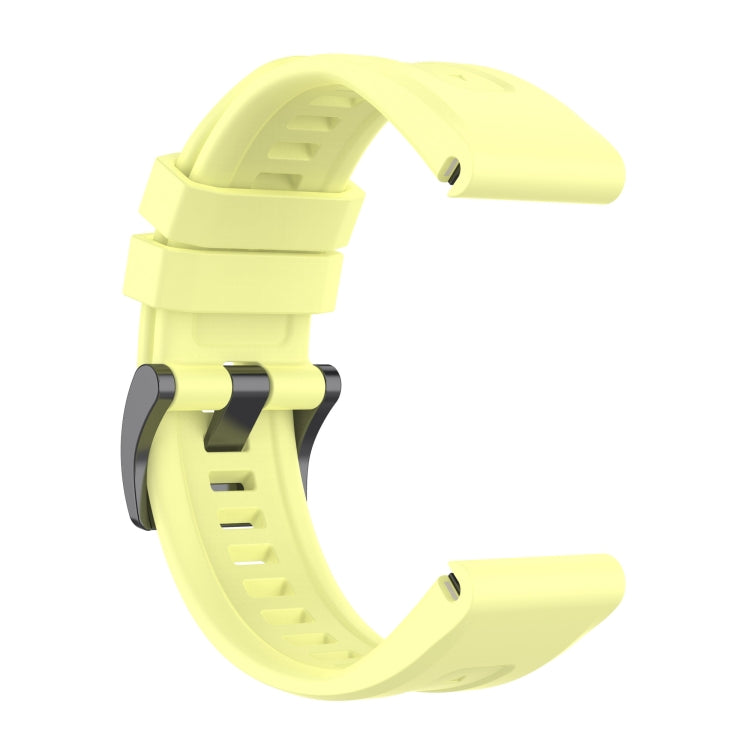 For Garmin Fenix 6 GPS Solid Color Black Buckle Silicone Quick Release Watch Band(Yellow) - Watch Bands by buy2fix | Online Shopping UK | buy2fix