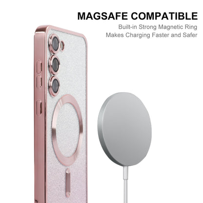 For Samsung Galaxy S24 5G ENKAY Hat-Prince Magnetic Glitter Plated TPU Phone Case with Lens Film(Pink) - Galaxy S24 5G Cases by ENKAY | Online Shopping UK | buy2fix