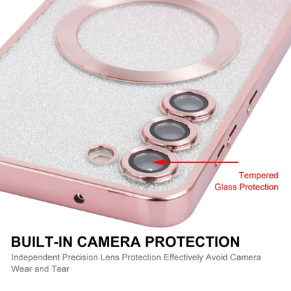 For Samsung Galaxy S24 5G ENKAY Hat-Prince Magnetic Glitter Plated TPU Phone Case with Lens Film(Pink) - Galaxy S24 5G Cases by ENKAY | Online Shopping UK | buy2fix