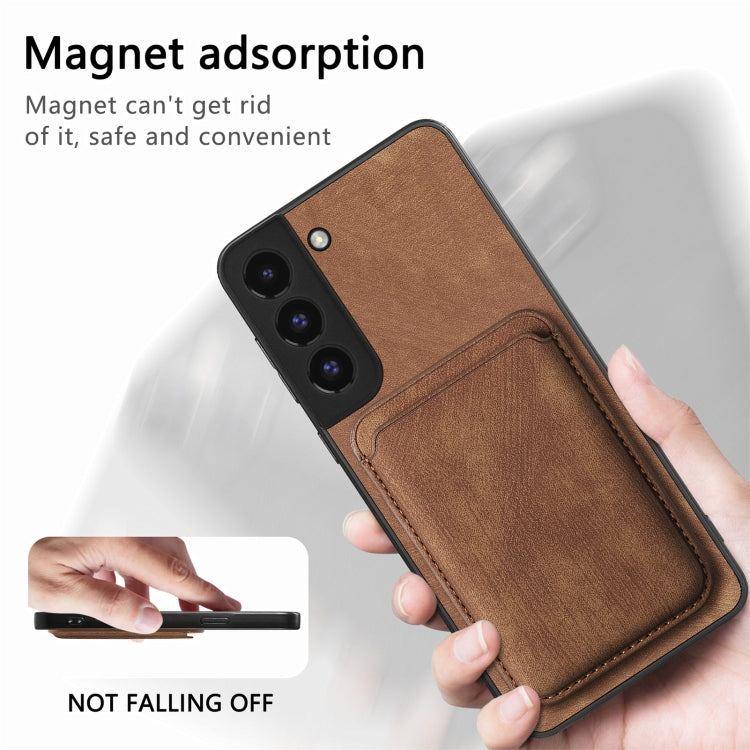 For Samsung Galaxy S22 5G Retro Leather Card Bag Magnetic Phone Case(Brown) - Galaxy S22 5G Cases by buy2fix | Online Shopping UK | buy2fix