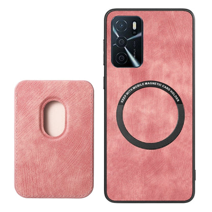 For OPPO Reno8 T 5G Retro Leather Card Bag Magnetic Phone Case(Pink) - OPPO Cases by buy2fix | Online Shopping UK | buy2fix