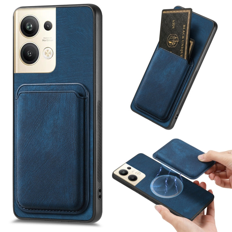 For OPPO Reno9 Pro+ 5G Retro Leather Card Bag Magnetic Phone Case(Blue) - OPPO Cases by buy2fix | Online Shopping UK | buy2fix