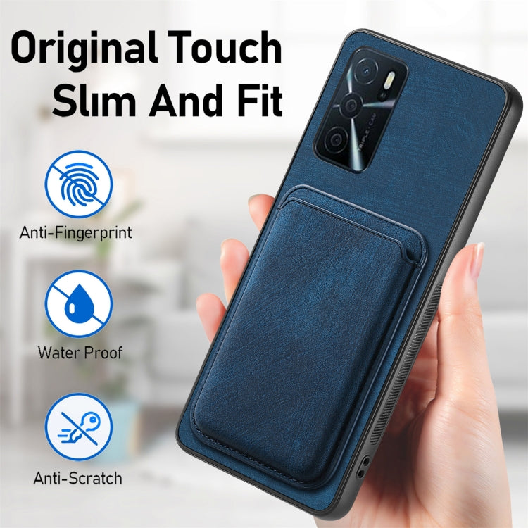 For OPPO A57 5G Retro Leather Card Bag Magnetic Phone Case(Blue) - OPPO Cases by buy2fix | Online Shopping UK | buy2fix