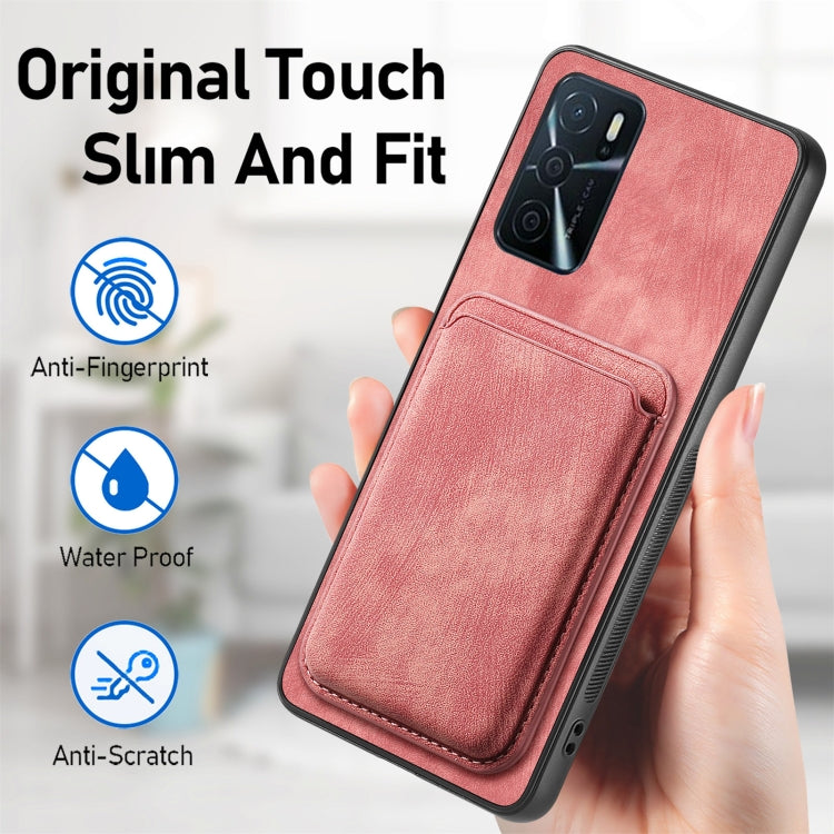 For OPPO Reno7 4G Retro Leather Card Bag Magnetic Phone Case(Pink) - OPPO Cases by buy2fix | Online Shopping UK | buy2fix