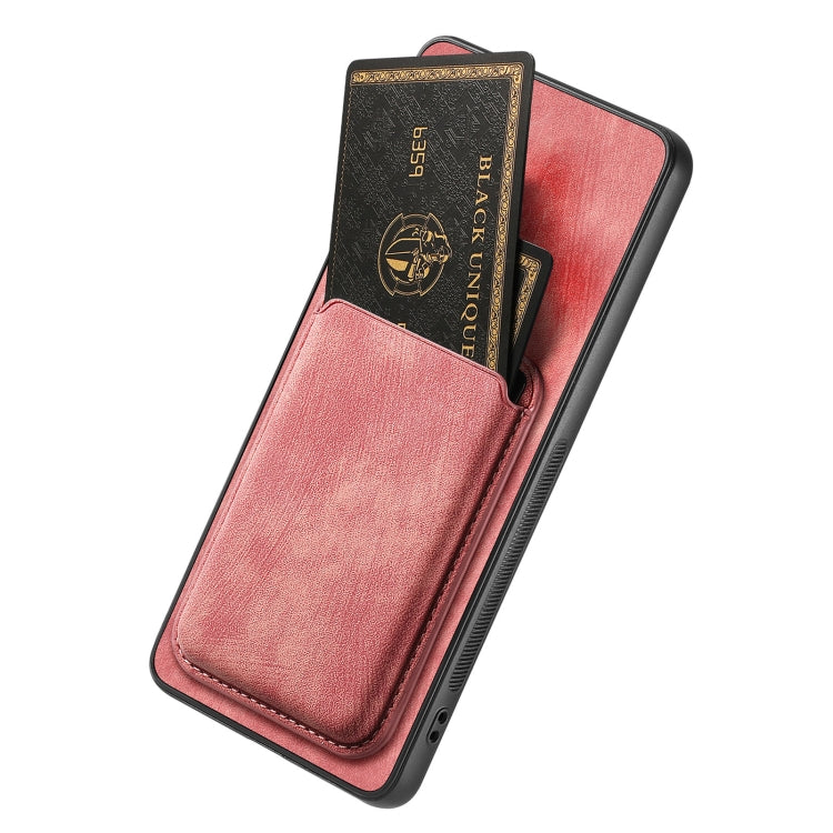 For OPPO Reno6 5G Retro Leather Card Bag Magnetic Phone Case(Pink) - OPPO Cases by buy2fix | Online Shopping UK | buy2fix