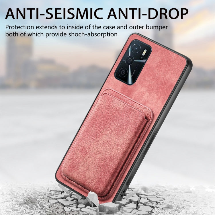 For OPPO Reno6 5G Retro Leather Card Bag Magnetic Phone Case(Pink) - OPPO Cases by buy2fix | Online Shopping UK | buy2fix