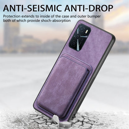 For OPPO Reno6 5G Retro Leather Card Bag Magnetic Phone Case(Purple) - OPPO Cases by buy2fix | Online Shopping UK | buy2fix