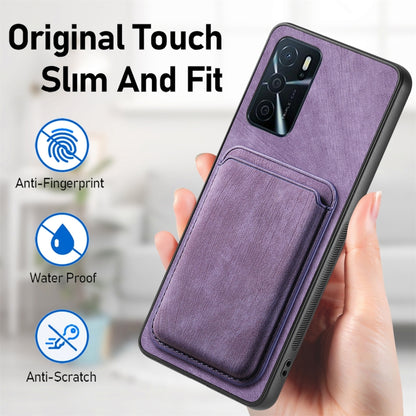 For OPPO Reno6 5G Retro Leather Card Bag Magnetic Phone Case(Purple) - OPPO Cases by buy2fix | Online Shopping UK | buy2fix