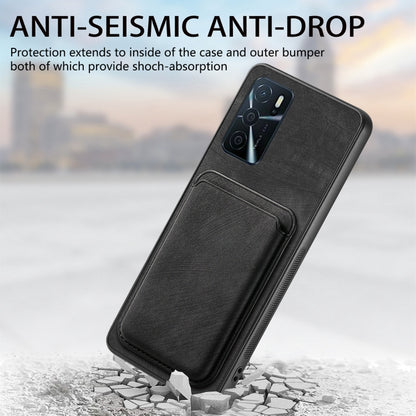 For OPPO Reno6 5G Retro Leather Card Bag Magnetic Phone Case(Black) - OPPO Cases by buy2fix | Online Shopping UK | buy2fix