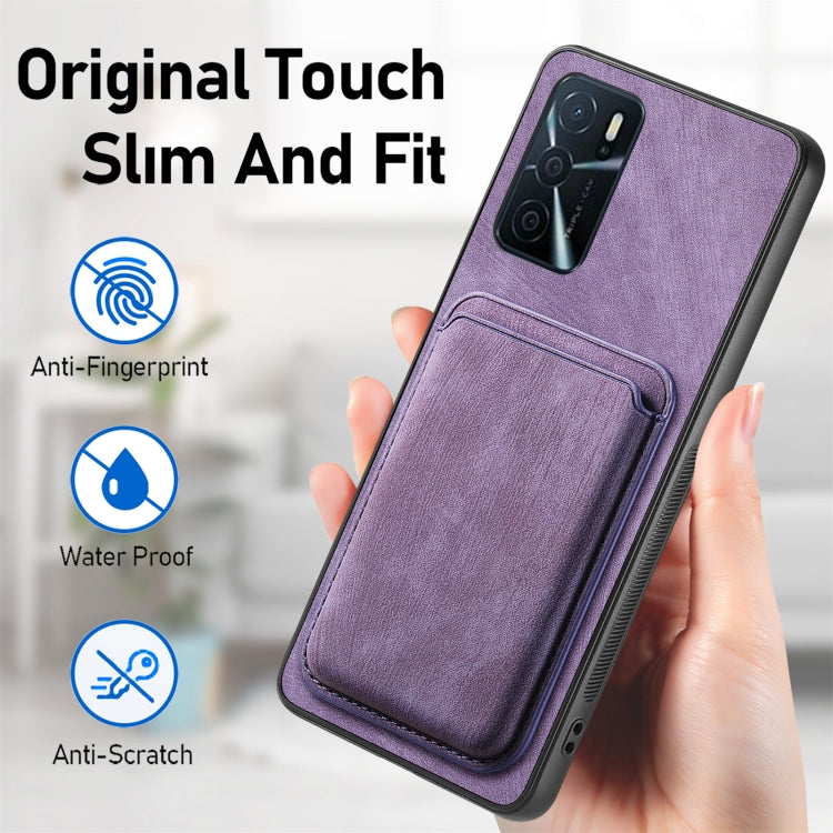 For OPPO Reno5 5G Retro Leather Card Bag Magnetic Phone Case(Purple) - OPPO Cases by buy2fix | Online Shopping UK | buy2fix