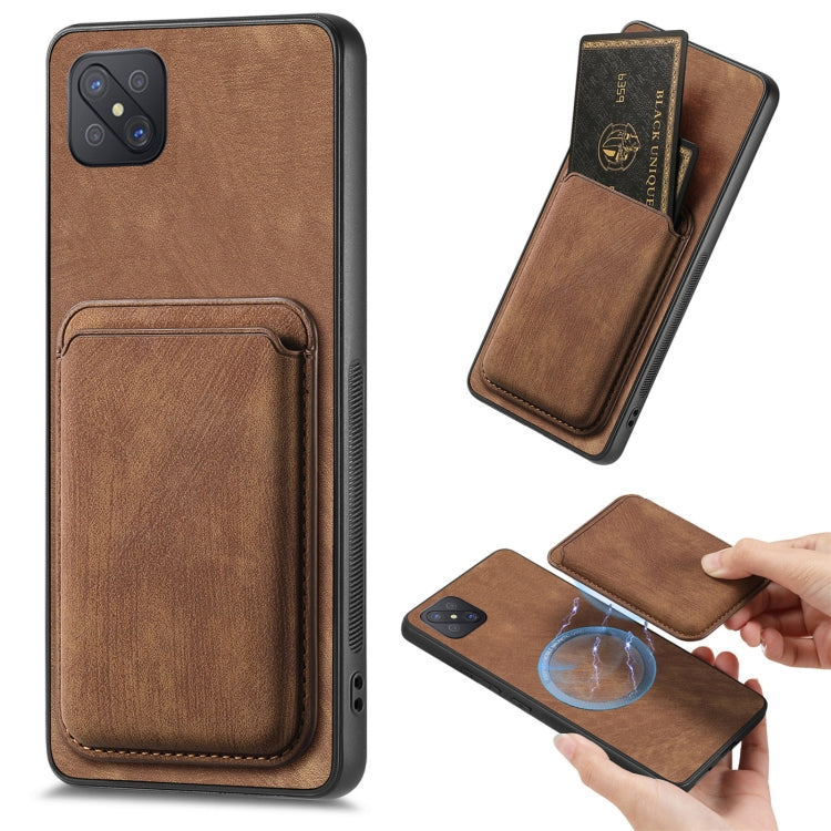 For OPPO A92S Retro Leather Card Bag Magnetic Phone Case(Brown) - OPPO Cases by buy2fix | Online Shopping UK | buy2fix