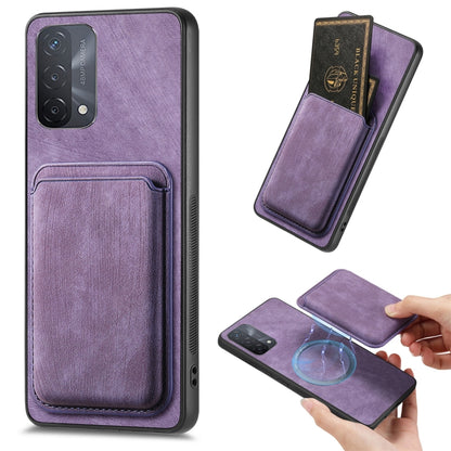 For OPPO A93 5G/A74 5G/A54 5G Retro Leather Card Bag Magnetic Phone Case(Purple) - OPPO Cases by buy2fix | Online Shopping UK | buy2fix