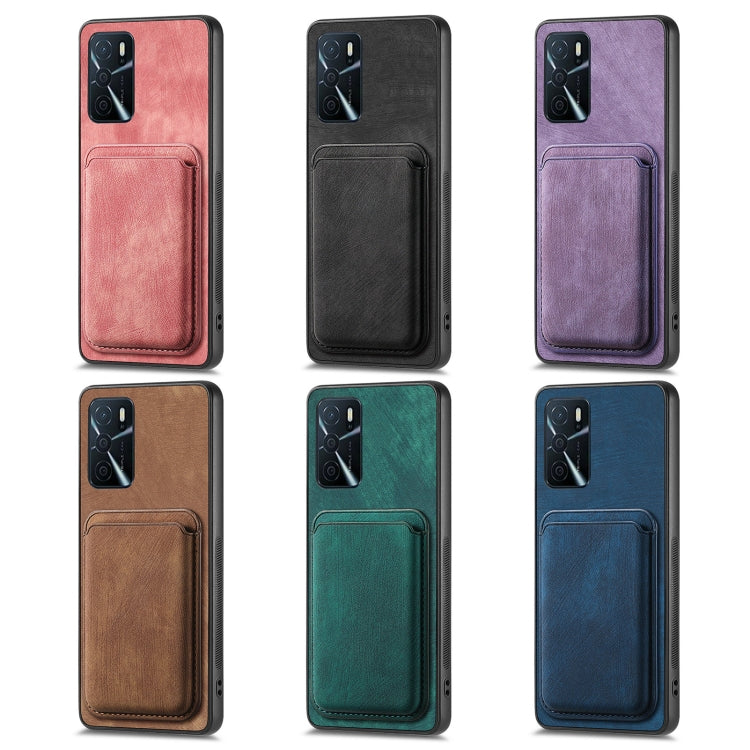 For OPPO Reno6 Pro 5G Retro Leather Card Bag Magnetic Phone Case(Pink) - OPPO Cases by buy2fix | Online Shopping UK | buy2fix