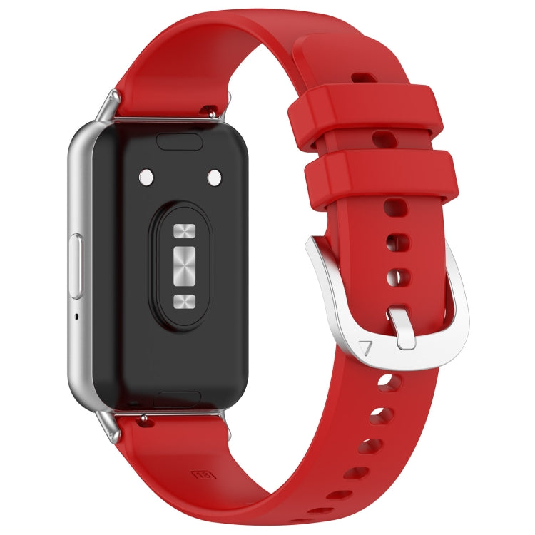 For Samsung Galaxy Fit 3 SM-R390 Metal Connector Liquid Glossy Silicone Watch Band(Red) - Watch Bands by buy2fix | Online Shopping UK | buy2fix