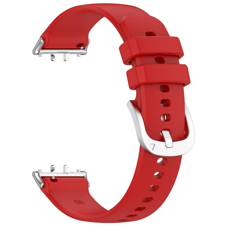 For Samsung Galaxy Fit 3 SM-R390 Metal Connector Liquid Glossy Silicone Watch Band(Red) - Watch Bands by buy2fix | Online Shopping UK | buy2fix