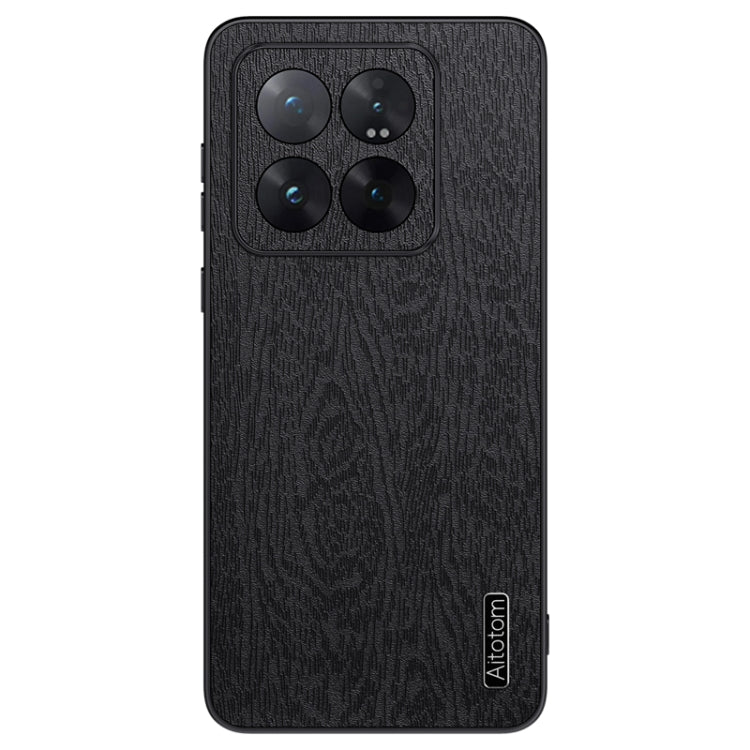 For Xiaomi 14 Pro Tree Bark Leather Shockproof Phone Case(Black) - 14 Pro Cases by buy2fix | Online Shopping UK | buy2fix