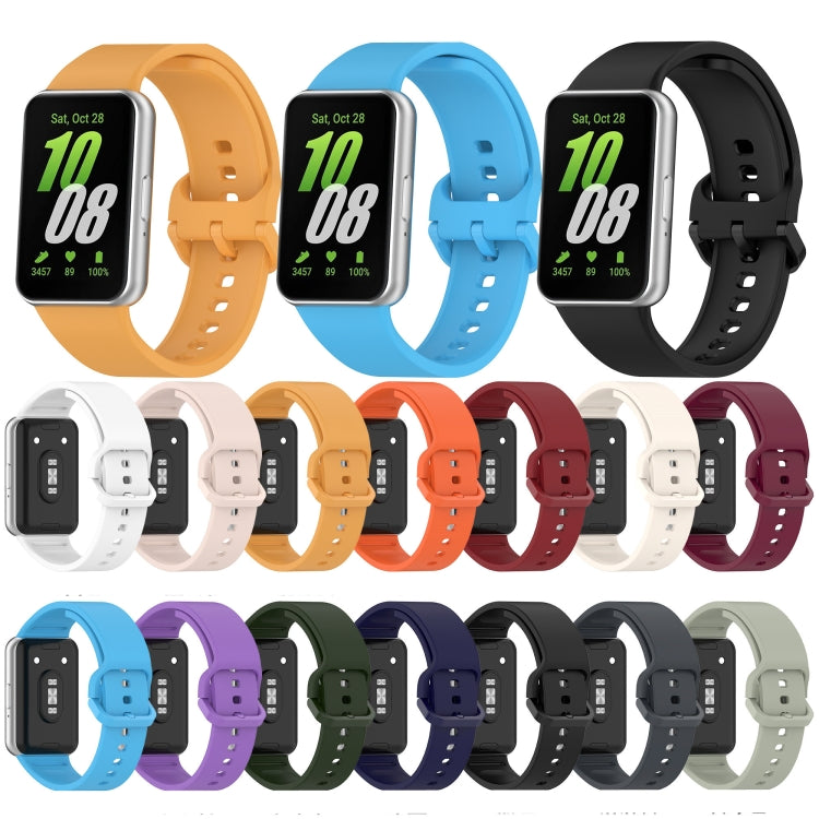 For Samsung Galaxy Fit 3 Solid Color Colorful Buckle Silicone Watch Band(Black) - Watch Bands by buy2fix | Online Shopping UK | buy2fix