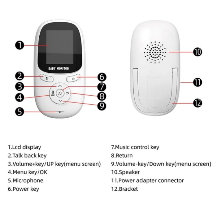 R306 Room Temperature Monitor Intercom Camera 2.0-inch Night Vision Wireless Baby Monitor(US Plug) - Baby Monitor by buy2fix | Online Shopping UK | buy2fix