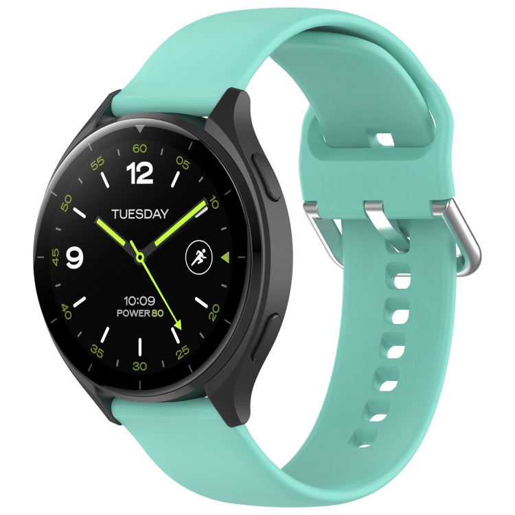 For Xiaomi Watch 2 Solid Color Metal Silver Buckle Silicone Watch Band, Size: L(Cyan) - Watch Bands by buy2fix | Online Shopping UK | buy2fix