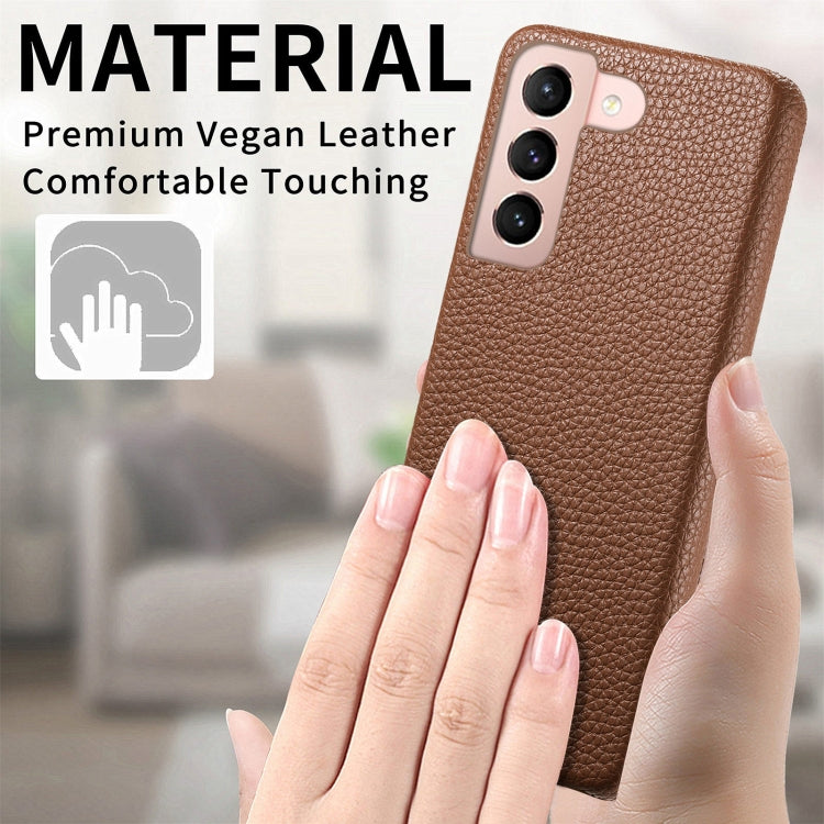 For Samsung Galaxy S21+ 5G Litchi Oil Edge Leather Back Phone Case(Brown) - Galaxy S21+ 5G Cases by buy2fix | Online Shopping UK | buy2fix