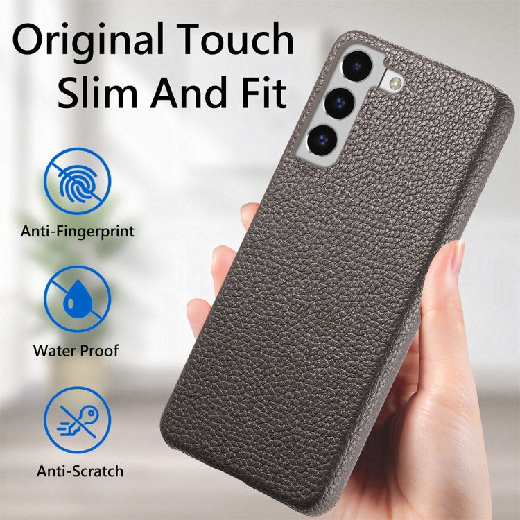For Samsung Galaxy S22 5G Litchi Oil Edge Leather Back Phone Case(Grey) - Galaxy S22 5G Cases by buy2fix | Online Shopping UK | buy2fix