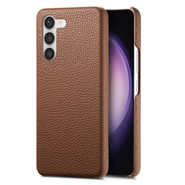 For Samsung Galaxy S23+ 5G Litchi Oil Edge Leather Back Phone Case(Brown) - Galaxy S23+ 5G Cases by buy2fix | Online Shopping UK | buy2fix