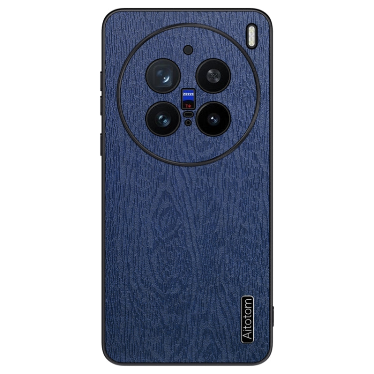 For vivo X200 Pro Tree Bark Leather Shockproof Phone Case(Blue) - X200 Pro Cases by buy2fix | Online Shopping UK | buy2fix