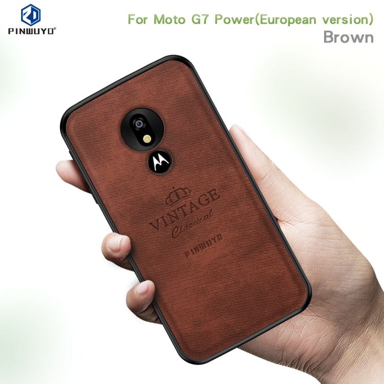 PINWUYO Shockproof Waterproof Full Coverage PC + TPU + Skin Protective Case for Motorola Moto G7 Power (Eurasian Version)(Brown) - Motorola Cases by PINWUYO | Online Shopping UK | buy2fix