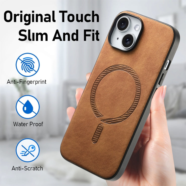 For iPhone 16 Pro Solid Color Retro Magsafe PU Back Cover Phone Case(Brown) - More iPhone Cases by buy2fix | Online Shopping UK | buy2fix