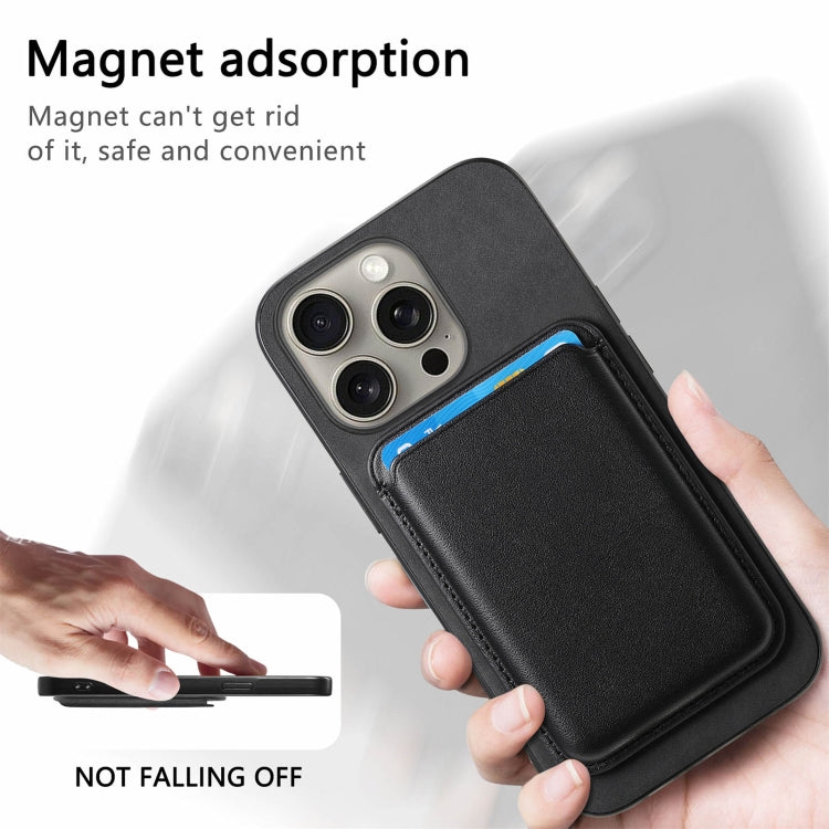 For iPhone 15 Plus Retro Magsafe Card Bag PU Back Cover Phone Case(Black) - iPhone 15 Plus Cases by buy2fix | Online Shopping UK | buy2fix