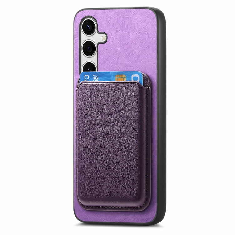 For Samsung Galaxy S24+ 5G Retro Magsafe Card Bag PU Back Cover Phone Case(Purple) - Galaxy S24+ 5G Cases by buy2fix | Online Shopping UK | buy2fix