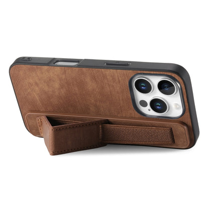 For iPhone 16 Pro Max Retro Wristband Holder Leather Back Phone Case(Brown) - iPhone 16 Pro Max Cases by buy2fix | Online Shopping UK | buy2fix