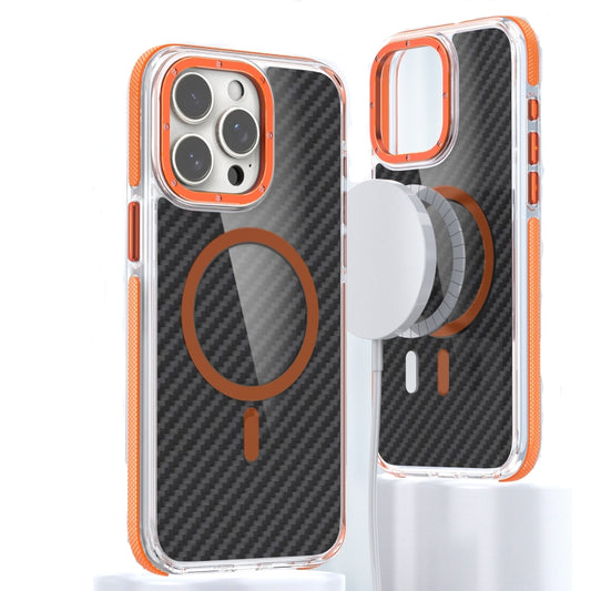 For iPhone 12 Pro Max Magsafe Dual-Color Carbon Fiber Phone Case(Orange) - iPhone 12 Pro Max Cases by buy2fix | Online Shopping UK | buy2fix