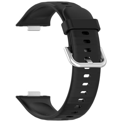 For Huawei Watch Fit3 Silver Buckle Silicone Sports Watch Band(Black) - Watch Bands by buy2fix | Online Shopping UK | buy2fix