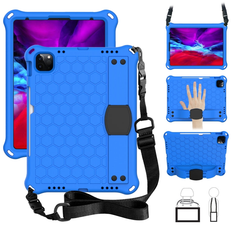 For iPad Air 11 2025 / 2024 Honeycomb EVA Hybrid PC Tablet Case with Strap(Blue+Black) - iPad Air 11 2025 / 2024 Cases by buy2fix | Online Shopping UK | buy2fix