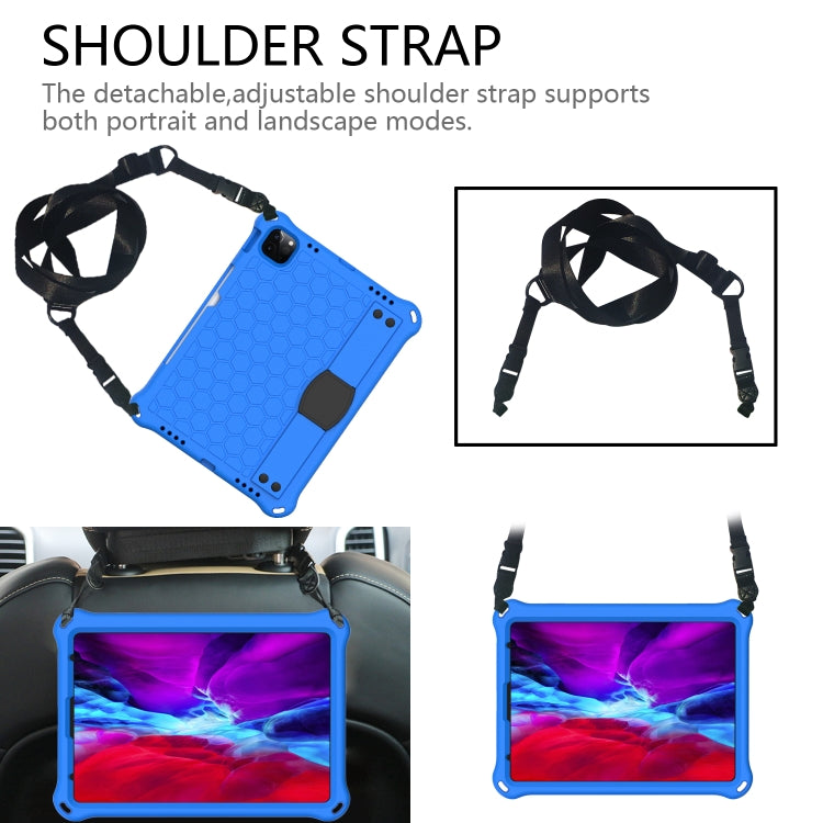 For iPad Air 11 2025 / 2024 Honeycomb EVA Hybrid PC Tablet Case with Strap(Blue+Black) - iPad Air 11 2025 / 2024 Cases by buy2fix | Online Shopping UK | buy2fix