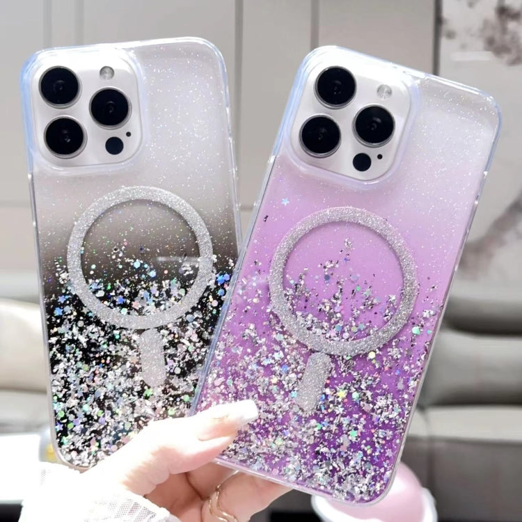 For iPhone 15 Pro Max Gradient Glitter MagSafe PC Hybrid TPU Phone Case(Gradient Purple) - iPhone 15 Pro Max Cases by buy2fix | Online Shopping UK | buy2fix