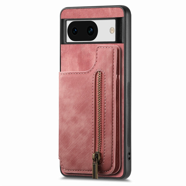 For Google Pixel 9 / 9 Pro Retro Leather Zipper Wallet Back Phone Case(Pink) - Google Cases by buy2fix | Online Shopping UK | buy2fix