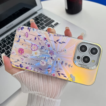 For iPhone 16 Pro Max Electroplating Laser Flower Texture TPU Phone Case(Zinnia AH9) - iPhone 16 Pro Max Cases by buy2fix | Online Shopping UK | buy2fix