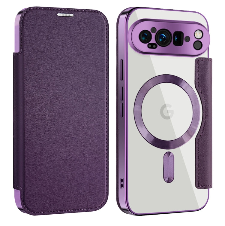 For Google Pixel 9 Pro Shield MagSafe RFID Anti-theft Leather Phone Case(Purple) - Google Cases by buy2fix | Online Shopping UK | buy2fix