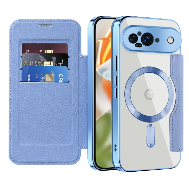 For Google Pixel 9 Shield MagSafe RFID Anti-theft Leather Phone Case(Blue) - Google Cases by buy2fix | Online Shopping UK | buy2fix