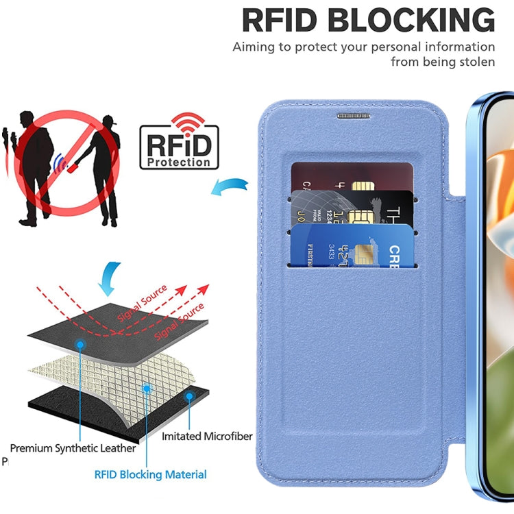 For Google Pixel 9 Pro XL Shield Magsafe RFID Anti-theft Rhombus Leather Phone Case(Blue) - Google Cases by buy2fix | Online Shopping UK | buy2fix