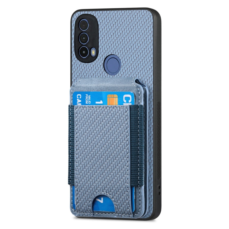 For Motorola Moto G Play 2024  5G Carbon Fiber Vertical Flip Wallet Stand Phone Case(Blue) - Motorola Cases by buy2fix | Online Shopping UK | buy2fix