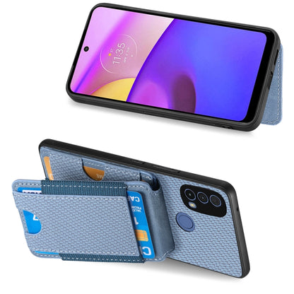 For Motorola Moto G Play 2024  5G Carbon Fiber Vertical Flip Wallet Stand Phone Case(Blue) - Motorola Cases by buy2fix | Online Shopping UK | buy2fix