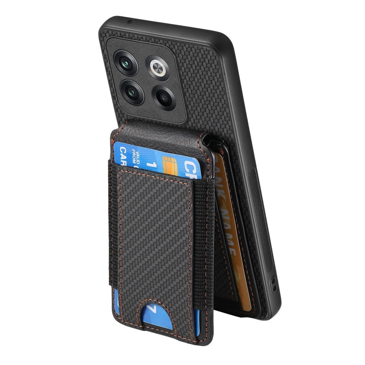 For OnePlus 12 5G Carbon Fiber Vertical Flip Wallet Stand Phone Case(Black) - OnePlus Cases by buy2fix | Online Shopping UK | buy2fix